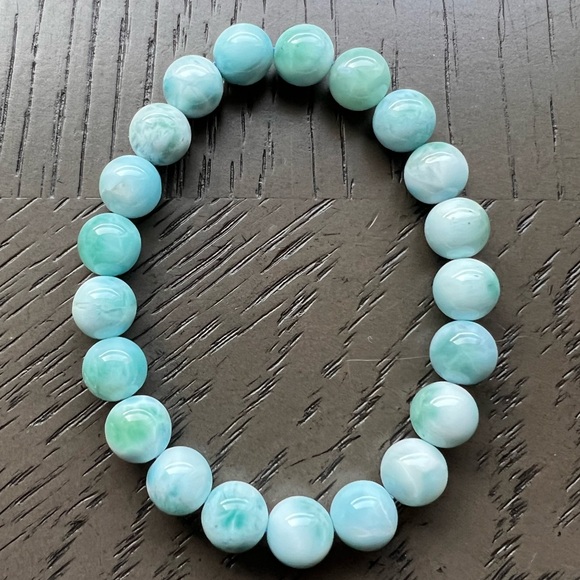 HQ Larimar bracelet 9mm SIZE 6.5’ - Picture 2 of 4